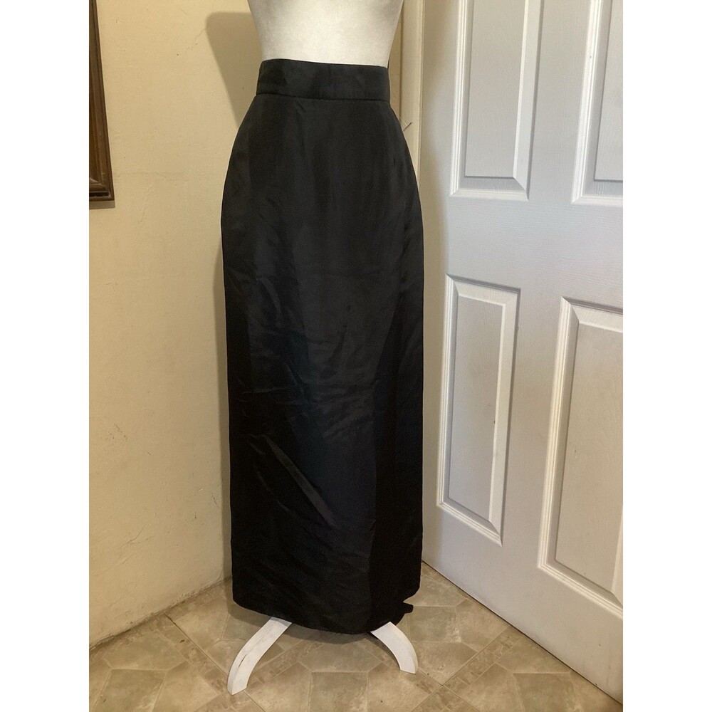 Vintage Jessica McClintock Gunne Sax Black Long Skirt Rosette on Back 4
